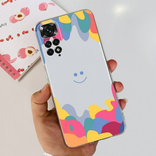 HAOYE Funda Para Xiaomi Redmi Note 11 / Redmi Note 11S 4G, Estilo De Pintura De Color Fresco Carcasa Transparente Suave Silicona Delgado TPU Bumper Anti-caída Case, Gato Sakura