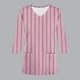 thumbnail image 5 of Rciityk Pinks Scrub Tops Women Nurse Uniform Shirts with Pockets Casual Striped Printed V Neck 3/4 Sleeve Medicals Blouse, 5 of 5