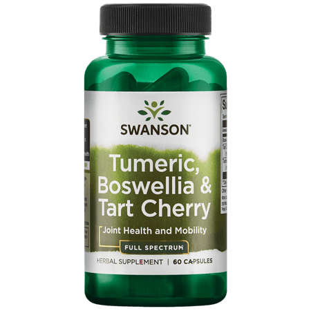 Swanson Turmeric, Boswellia & Tart Cherry 60 Caps (Best Turmeric Supplement 2019)