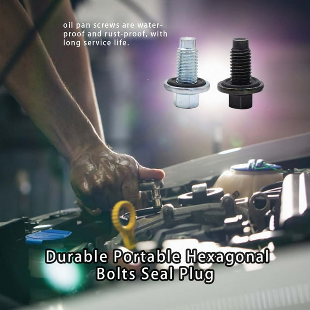 VONKY Threaded Sump Plug Screw Wear-resistant Auto Accessories Waterproof Oil Pan Screws Durable Hexagonal Bolts Seal Plug Black