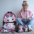 thumbnail image 2 of Yspwyqan Starry Axolotl Backpack Set for School, Pink Glitter Girls Backpack with Lunch Box Water Bottle, 17 Inch Large Capacity Adjustable Straps Daypack for Hiking, 2 of 7