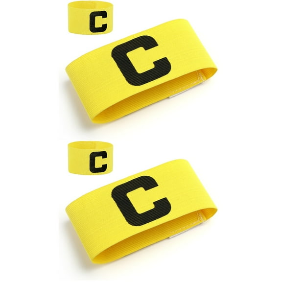 2 Count Soccer Captain Armband Youth Kids Wristbands Child Yellow