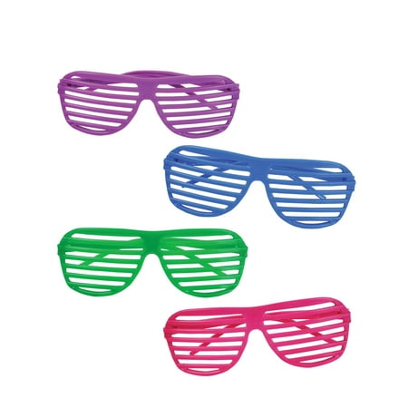 80's Neon Shutter Shade Toy Sunglasses 12 Pack Party Favors Costume