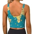 thumbnail image 4 of Goofa World Map With Landmarks Printed Sports Bras for Women, High Impact Running Bra Workout Crop Tank Tops Longline Sports Bra Push up-Small, 4 of 9