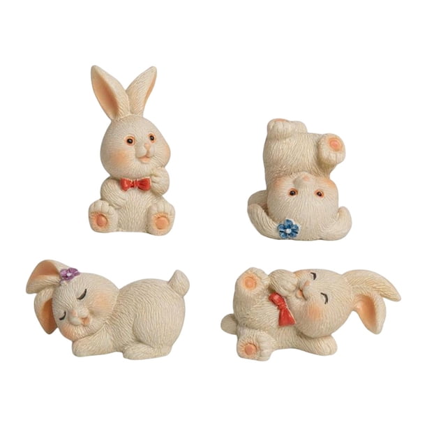 4 figuras de animales para decoración de interiores de coche, salpicadero, estatuas Beige