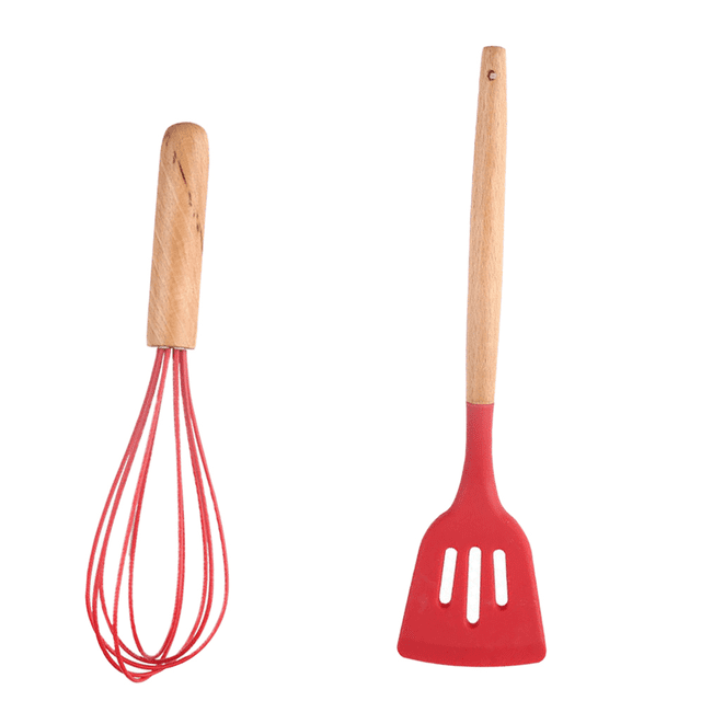 herramientas de cocina de madera resistentes al calor, sin BPA, utensilios antiadherentes para hornear, cocinar y mezclar.