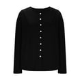thumbnail image 4 of Women's Plus Size Button Down Shirts Casual Loose Long Sleeve Tops Ladies Solid Blouse with Pockets, 4 of 6