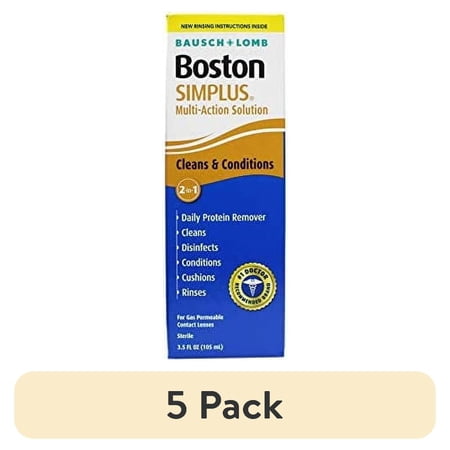 (5 pack) Bausch & Lomb Boston Simplus Multi Action Solution With Daily Protein Remover 3.5 Oz