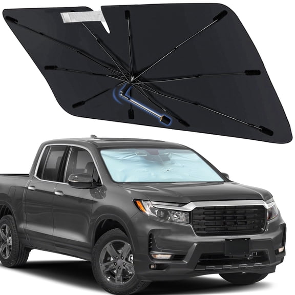 Windshield Sun Shade Umbrella for Honda Ridgeline 2017-2024, Foldable Car Sunshade for Front Window with 360° Rotating Shaft, Custom-Fit Parasol para Carro for UV Blocking & Heat Reduction