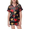 thumbnail image 2 of ZTKWD Valentine's Day Kids Girl Pajama Set Girl Satin Silky Button-up Pajama Sleepwear Home Love Heart, 2 of 4