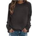 thumbnail image 3 of Craaazy Casual Womens Long Sleeve Top Solid Color Crew Neck Raglan Sleeve Sweatshirt for Spring and Summer Gifts, 3 of 5