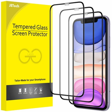 JETech Full Coverage Screen Protector for iPhone 11/iPhone XR 6.1-Inch, Black Edge, 9H Tempered Glass Film Case-Friendly, HD Clear, 3-Pack