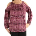 thumbnail image 3 of RALPH LAUREN Womens Maroon Printed Long Sleeve Scoop Neck Top Size: L, 3 of 4