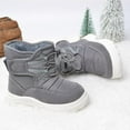 thumbnail image 5 of NTACZA Kids Boots Straps Winter Flat Heel Gray Fuzzy Thickened Drawstring Warm Soft Sole Boots Toddler Shoes 1-2Years, 5 of 5