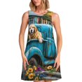 thumbnail image 1 of Disketp Vintage Pickup Sunflower Dog para Vestido sin Mangas para Mujeres, Vestidos de Verano para Mujeres, Casual y Holgado para la Playa, 1 of 7