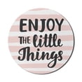 thumbnail image 1 of Enjoy the Little Things Mouse Pad for Computers, Hand Drawn Calligraphy on Stripped Pastel Background, Round Non-Slip Thick Rubber Modern Gaming Mousepad, 8" Round, Pale Pink White, by Ambesonne, 1 of 2