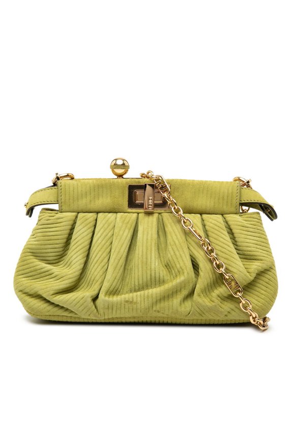 Pre-Owned Fendi Peekaboo Click Chain Shoulder Bag 8BP118 Green Suede Women's FENDI
