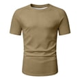 thumbnail image 4 of NinXxx Men's Solid Short Sleeve Crewneck Everyday Basic Comfort Top Khaki XXXXXL, 4 of 4