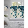 thumbnail image 4 of Tier Curtains 45 Inches Long, Peacock Feather Window Treatment Curtain Drapes, Teal Ethnic Rustic Farmhouse Elegant Window Half Privacy Curtains for Bedroom Bathroom, 42"x45", 2 Panels, 4 of 7