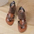 thumbnail image 5 of Anuirheih New Women's Sandals Fashion Roman Thong Flat Sandals Sandals Women (Khaki), 5 of 8