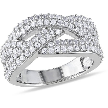 - 1-1/4 Carat T.G.W. White Sapphire Sterling Silver Cross-Over Ring