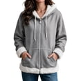 thumbnail image 4 of Fewfanhot Women Clothing Sherpa-Lined Fleece Full-Zip Hooded Jacket with Drawstring, 4 of 9