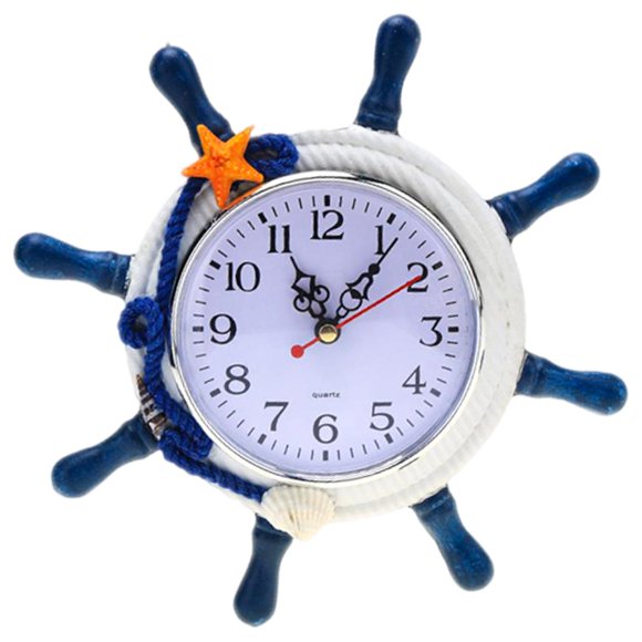 Reloj de Pared Marinos VentDepot 1Pza 22cm Madera Blanco/Azul