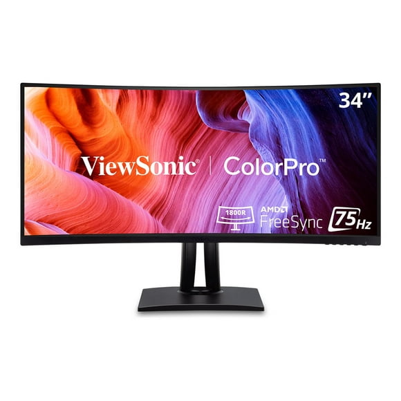 ViewSonic ColorPro VP3456A - LED monitor - curved - 34" - 3440 x 1440 UWQHD @ 75 Hz - MVA - 4000:1 - 5 ms - 2xHDMI, DisplayPort, USB-C - speakers