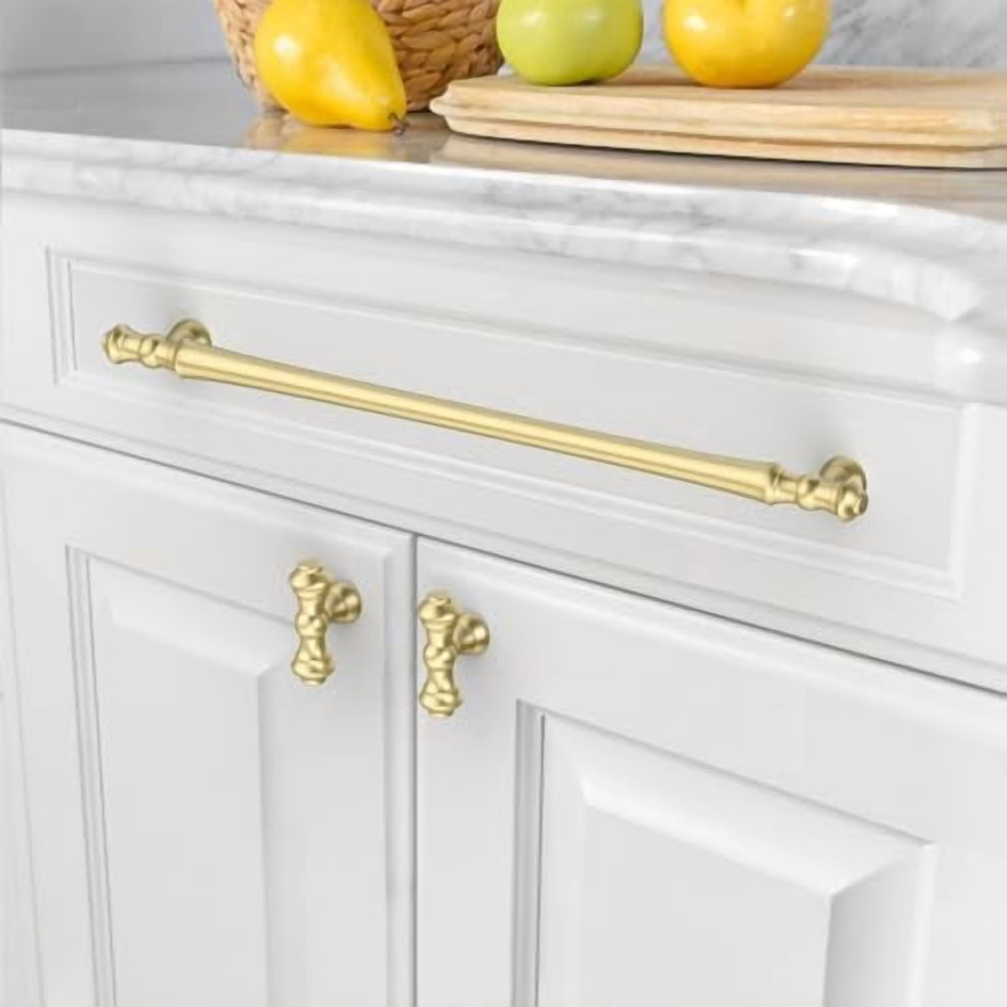 6 Pack 10 Inch(254mm) Brushed Gold Kitchen Cabinet Handles, Cabinet Pulls Kitchen Cabinet Hardware for Cupboard Drawer Pulls