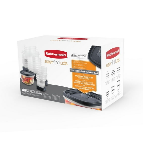 Rubbermaid® Easy Find Lids Food Storage Containers, Black, 40-Pieces