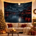 thumbnail image 3 of Pagoda Landscape With Moon On Calm Water, Mystical Japanese Inspired For Art Lovers, Serene Night Art Decor, Housewarming Gift Tapestry Wall Hanging For Bedroom And Living Room, 3 of 7
