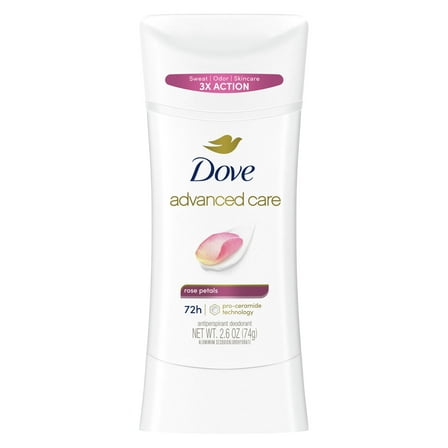 Dove Advanced Care Antiperspirant Deodorant Stick for Women Rose Petals, 2.6 oz