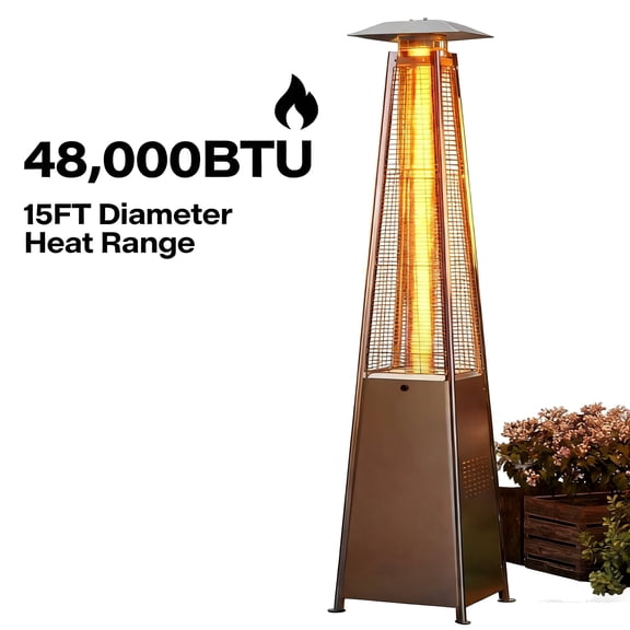 LEDMOMO Pyramid Patio Heater Multi Quartz Glass Tube Propane Outdoor Safety Cover