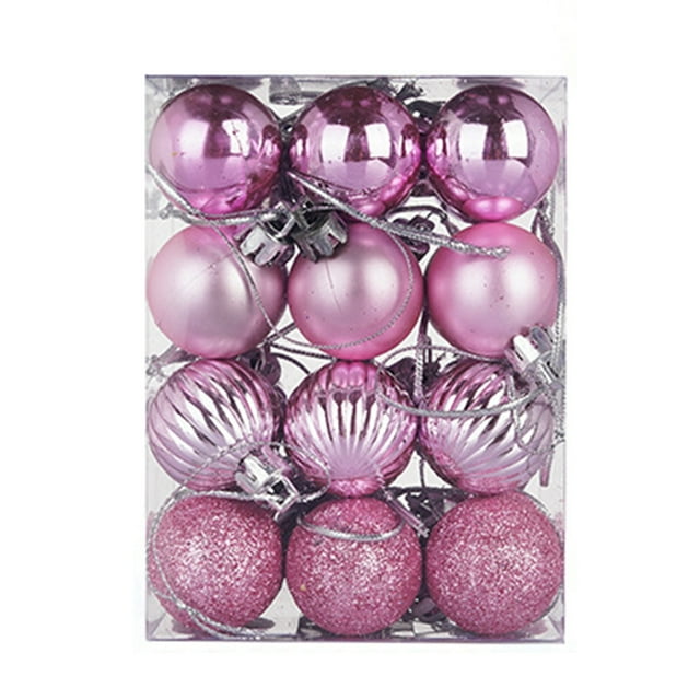 Visland 24Pcs 3cm Christmas Tree Color Ball Shatterproof Multi-styles Electroplating High Gloss Mini Scene Layout Plastic Xmas Party Decor Hanging Ball Pendant Party Supplies