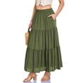 thumbnail image 5 of Ediodpoh Womens Skirts Summer Casual Smock Layered Tiered High Waisted A Line Flowy Long Skirt with Pockets and Maxi Skirts for Women Green S, 5 of 6