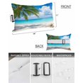 thumbnail image 3 of Pack of 2 Outdoor Lumbar Pillow Covers 11x16 Inch, Summer Beach Waterproof Throw Pillow Covers Set, Tropical Coastal Palm Tree Starfish Conch Decorative Cushion Cases for Patio Porch Car, 3 of 7