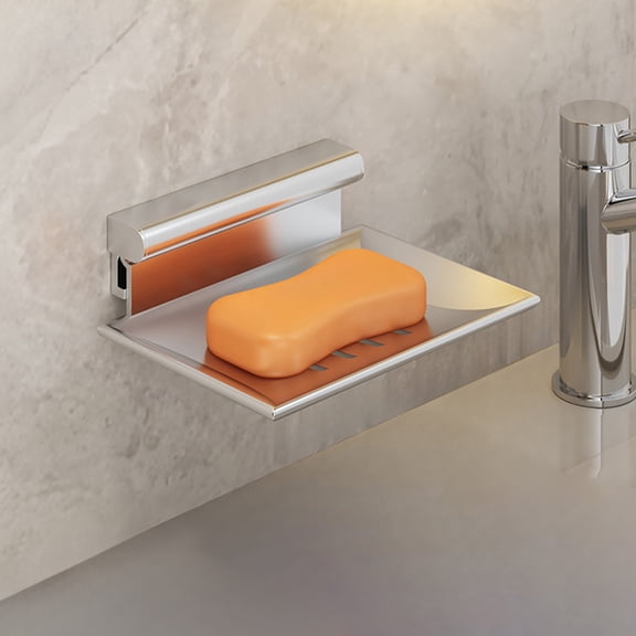 HongHeng Clearance Under $2.00 Self Adhesive Soap Dish Wall Mounted Aluminum Alloy Sponge Soap Rack for Shower Wall Bathroom Kitchen