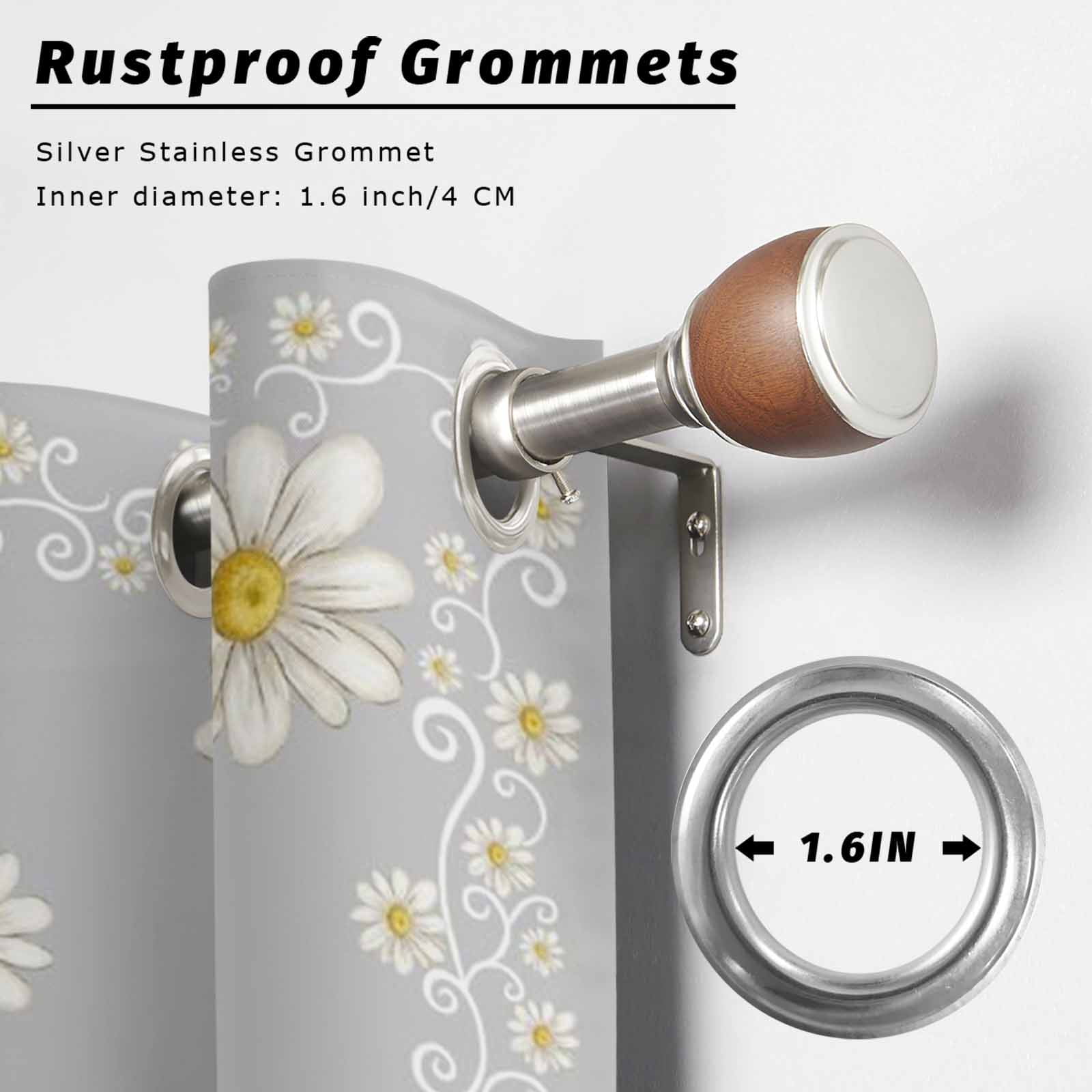 Grey Daisy Flower Outdoor Curtains for Patio, Farmhouse Floral Summer Country Sunshade Privacy Drapes Grommet Waterproof Outside Curtains for Porch/Cabana/Balcony 54"x 108", 1 Panel