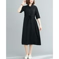 thumbnail image 4 of Women Half Sleeves Summer Calf Length V-Neck Midi Dresses GA2268 Black, 4 of 5