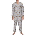 thumbnail image 3 of Salouo Bee Print Button-Front Long Sleeve Pajama Set for Men, Soft 2Pjs Men's Long Sleeve Sleepwear-X-Large, 3 of 7
