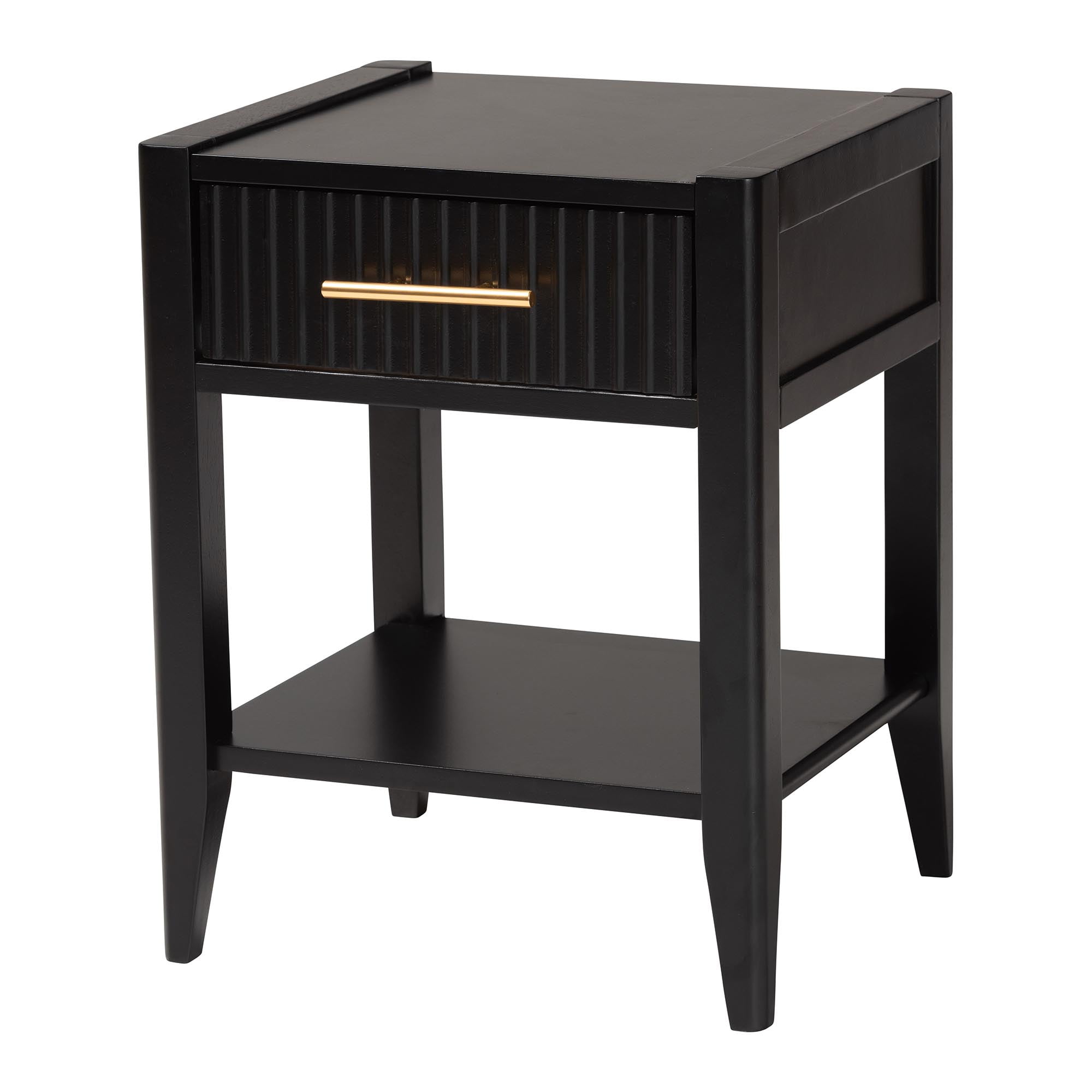 Baxton Studio Primrose Mid-Century Nightstand, 1-Drawer, Black