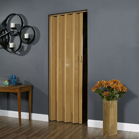 Homestyle Plaza Vinyl Folding Door fits 36"wide x 80"high Oak