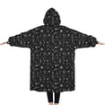 thumbnail image 2 of Oversized Wearable Blanket Hoodie,Black White Halloween Symbol Pattern Sherpa Blanket Hoodie with Super Pockets,Super Warm Fuzzy Pullover for Women & Men, 2 of 6