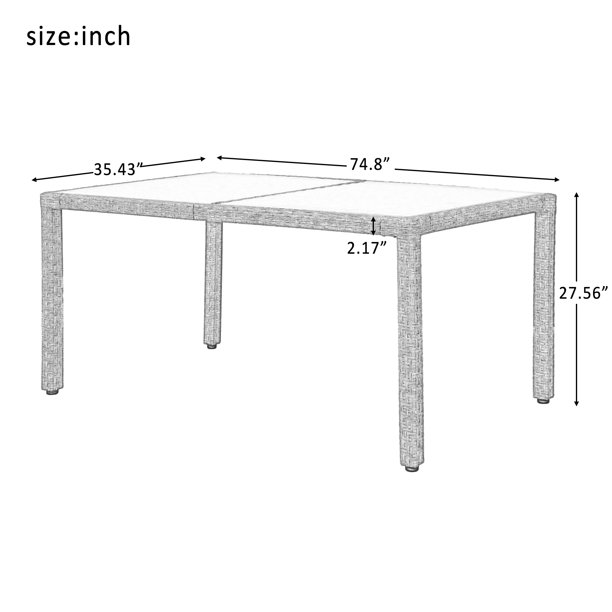 Clearance! 7 Piece Patio Furniture Set, 6 Rattan Wicker ...