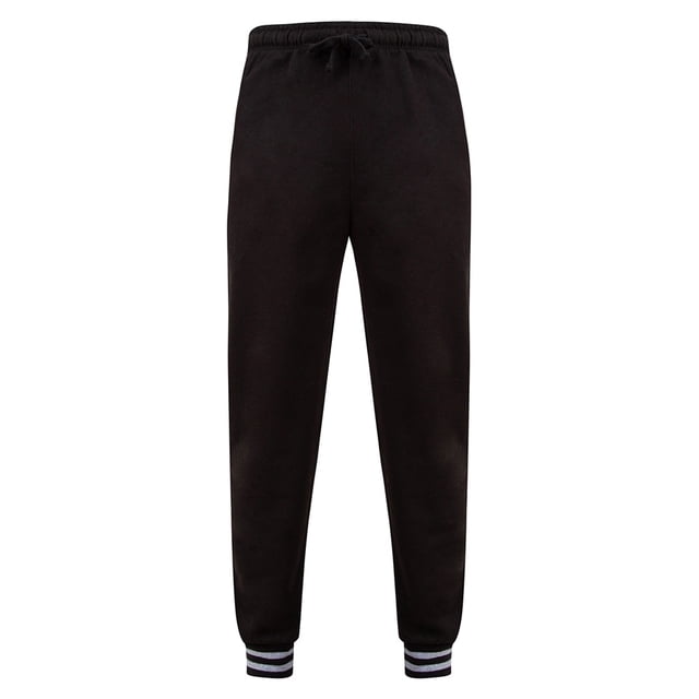 Front Row - Pantalón de Chándal para Adultos Unisex (Negro, Gris Jaspeado)