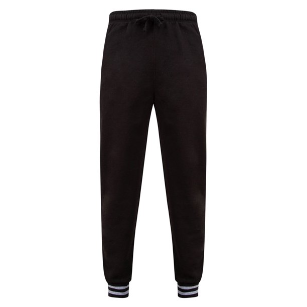 Front Row - Pantalón de Chándal para Adultos Unisex (Negro, Gris Jaspeado)