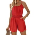 thumbnail image 2 of Diufon Plus Size Womens Shorts Bodysuits Round Neck Sleeveless Rompers Waisted Jumpsuits with Pockets, 2 of 7
