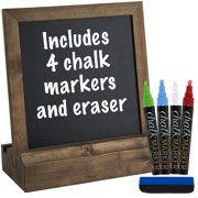 Excello Global Products Vintage Rustic Wood Tabletop Chalkboard: Includes 4 Liquid Chalk Markers 10x 10 - GPP-0014 - GPP-0014