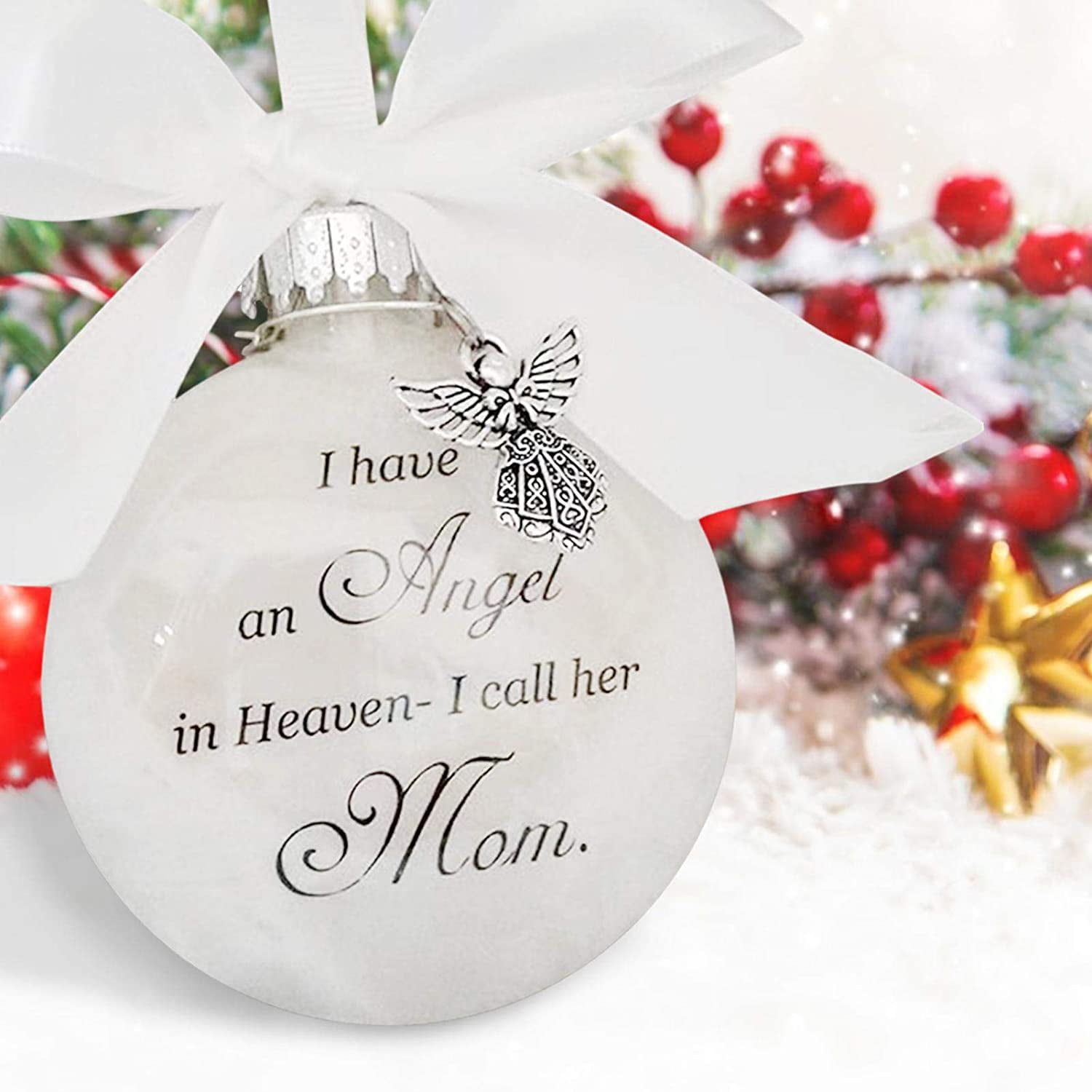 Christmas Baby In Heaven Angel Wings Feather Hanging Loving Memory Remembering