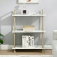 thumbnail image 5 of Ivinta Bookshelf 3-Tier Bookshelves, Open Etagere Bookcase, Simple Wood Shelves with Metal Frame (White Faux Marble Shelf), 5 of 10